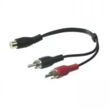 Wentronic Goobay RCA adaptera kabelis, melns, 0,2 m - RCA ligzda > 2x RCA spraudnis (audio pa kreisi/pa labi) (50008)
