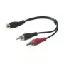 Wentronic Goobay RCA adaptera kabelis, melns, 0,2 m - RCA ligzda > 2x RCA spraudnis (audio pa kreisi/pa labi) (50008)