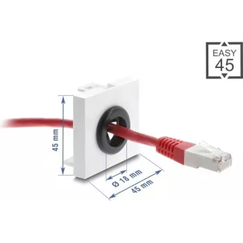 Kabeļu caurlaide DELOCK Easy 45, 18 mm diametrs, galda/skapja kabeļu izvade