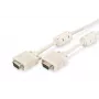 VGA monitora pieslēguma kabelis DIGITUS AK-310103-100-E — HD15(v) uz HD15(v), 10 m, 3 koaksiālie + 7 vadu, bēšs