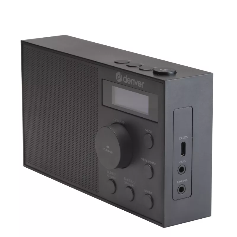 Radio DENVER DAB-51B — kompakts digitālais radio ar DAB+/FM/AM, melns