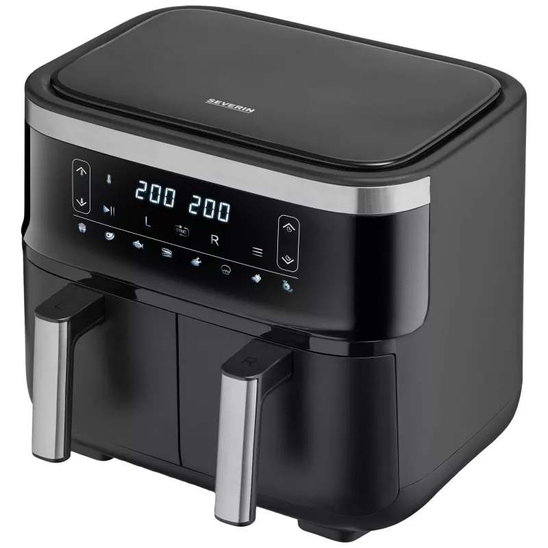 Karstā gaisa friteris Severin FR 2453 Double 3.25 L 2850 W melns sudrabains