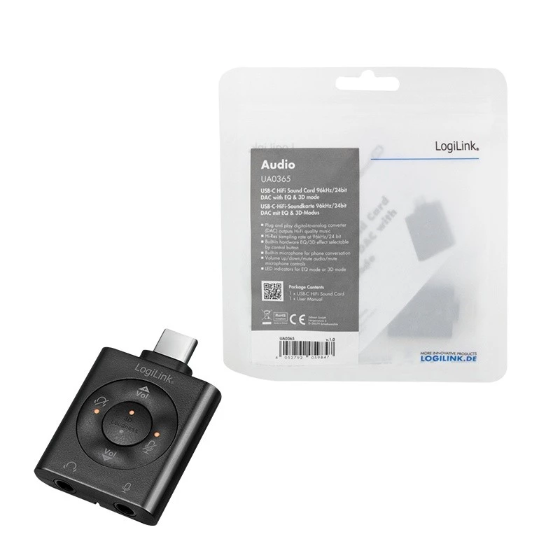 USB3.2 audio adapteris USB-C/vīr. uz 2x 3,5 mm/ligzdu 7.1