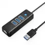 USB centrmezgls ORICO PW3UR-U3 3 portu ar RJ45 Ethernet portu