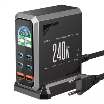 Blitzwolf BW-S31 2xUSB-A, 4xUSB-C, PD, 240W tīkla lādētājs