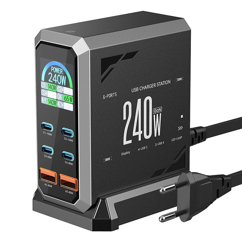 Blitzwolf BW-S31 2xUSB-A, 4xUSB-C, PD, 240W tīkla lādētājs