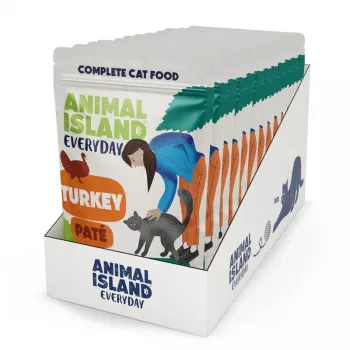 ANIMAL ISLAND pastēte Tītars maisiņos kaķiem 12x100g