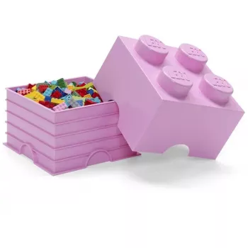 LEGO Storage Brick Room Copenhagen 4, rozā — LEGO uzglabāšanas ķieģelis 40031738, sakraujams konteiners rotaļlietām un tekstilijām