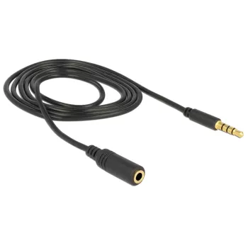 Audio kabelis 3,5 mm vīrišķais uz sievišķo DeLOCK 84666 Melns 1 m