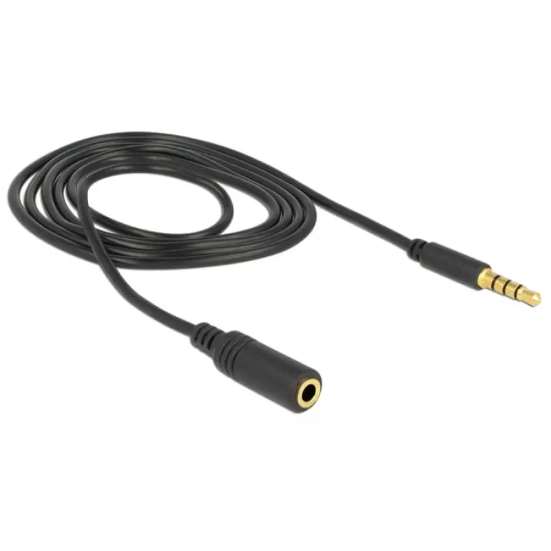 Audio kabelis 3,5 mm vīrišķais uz sievišķo DeLOCK 84666 Melns 1 m