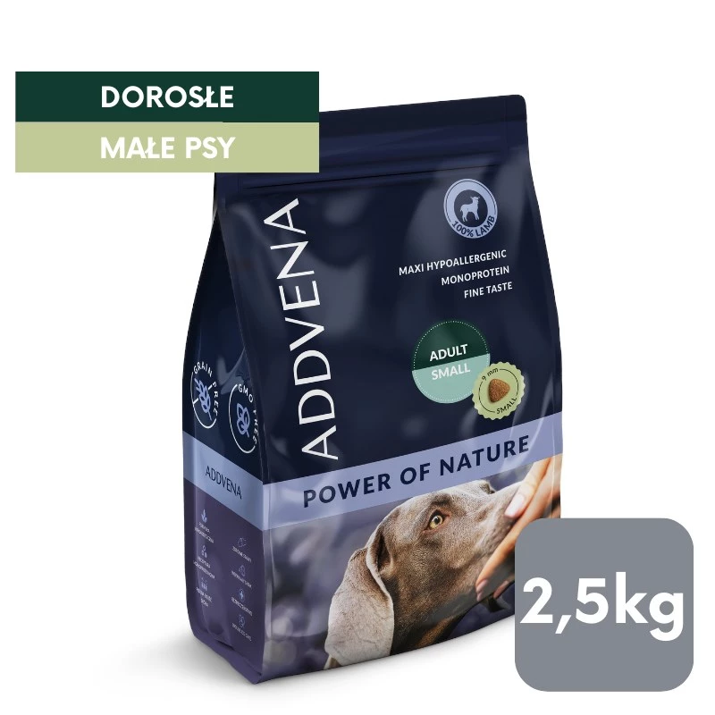 ADDVENA Power of Nature Adult Small Lamb - sausā suņu barība - 2,5 kg