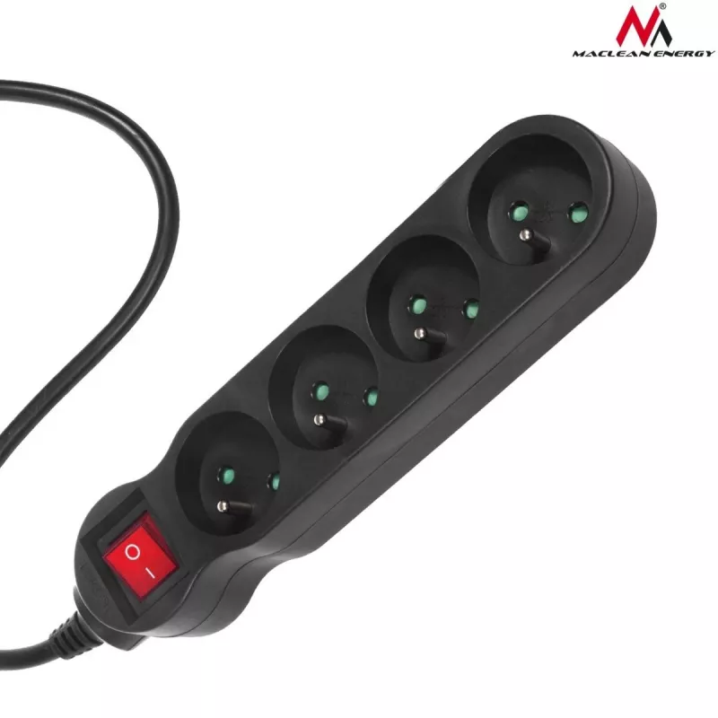 Maclean MCE180 elektrības pagarinātājs 1,4 M 4 iekštelpu maiņstrāvas kontaktligzdas Melns