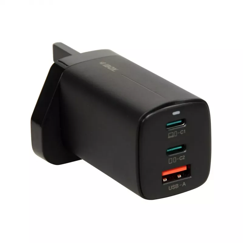 iBOX C-65 Melns, GaN 65W universālais lādētājs ar UK spraudni