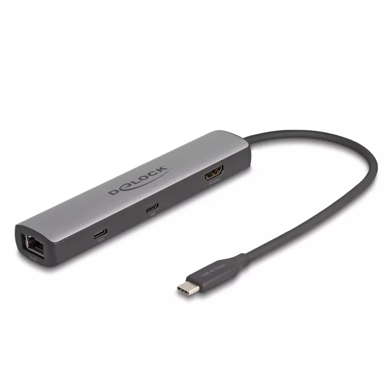 DeLOCK USB Type-C dokstacija 8K HDMI USB 10 Gbps 2.5 Gigabit LAN PD 100W