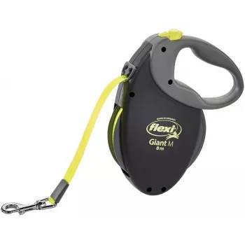 Izvelkamā saite Flexi NEON GIANT M — 8 m lentes pavada, maks. noslodze 25 kg, ergonomisks rokturis, melns/dzeltens