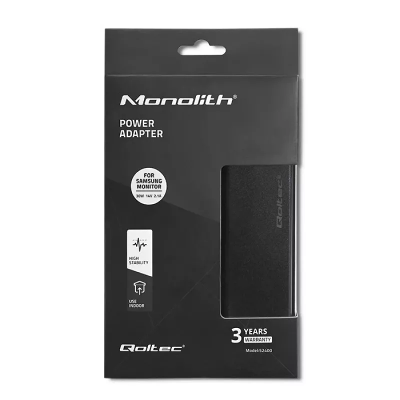 Qoltec 52400 barošanas adapteris/invertors iekštelpām 30 W Melns