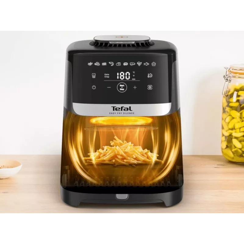 Tefal Easy Fry Silence EY551HE0 fritieris Viens 5 L Brīvi stāvošs Karstā gaisa fritieris Melna, Pelēka, Nerūsējošais tērauds