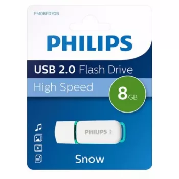 Philips FM08FD70B USB zibatmiņa 8 GB USB Type-A 2.0 Tirkīza, Balta