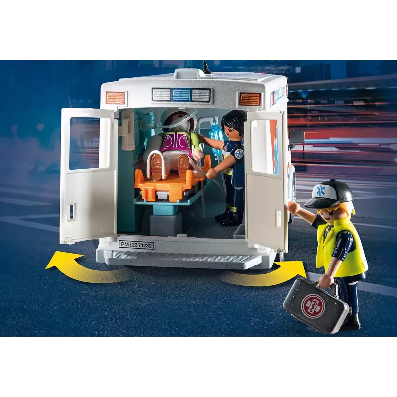 Rotaļlietu ātrās palīdzības automašīna PLAYMOBIL 71232 — daudzkrāsaina, vecumam no 4 līdz 10 gadiem, AAA baterija