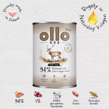 Ollo Plus Kolagen Venison 400g suņu barības kārba