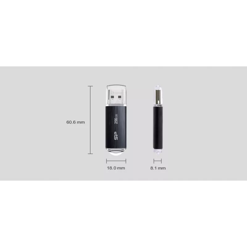 SILICON POWER Blaze B02 Pendrive USB zibatmiņa 256 GB USB Type-A 3.2 Gen 1 (SP256GBUF3B02V1K) Melna