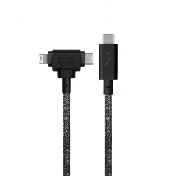Uzlādes un datu kabelis native union Belt kabelis Duo Pro USB-C uz USB-C un Lightning, melns