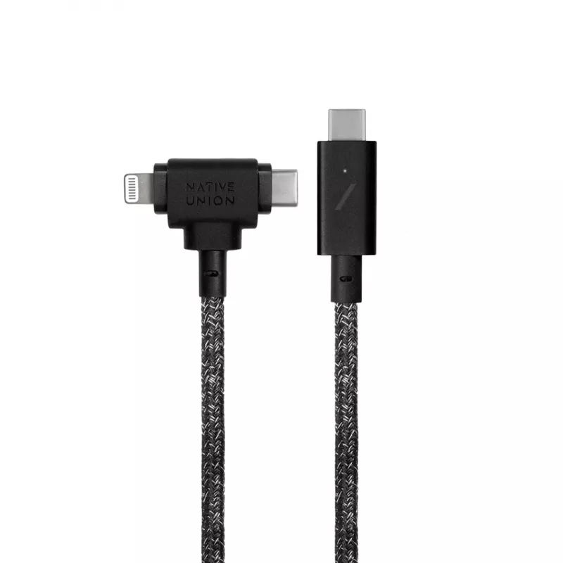 Uzlādes un datu kabelis native union Belt kabelis Duo Pro USB-C uz USB-C un Lightning, melns