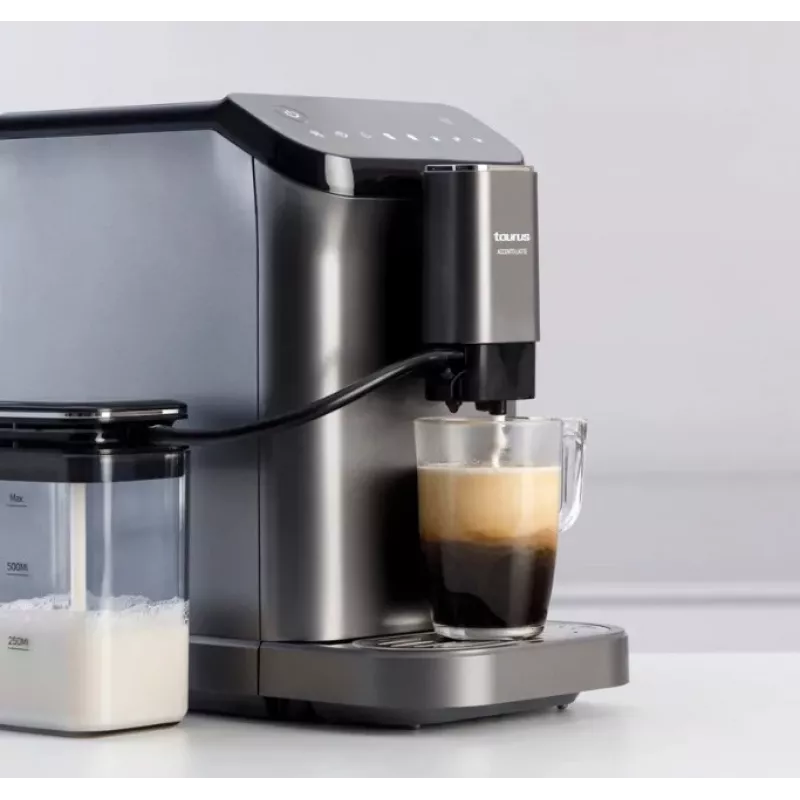 Espresso automāts Taurus Accento Latte, pilnībā automātisks, iebūvēta dzirnaviņa, 1,5 L ūdens tvertne, kafijas pupiņu ievade