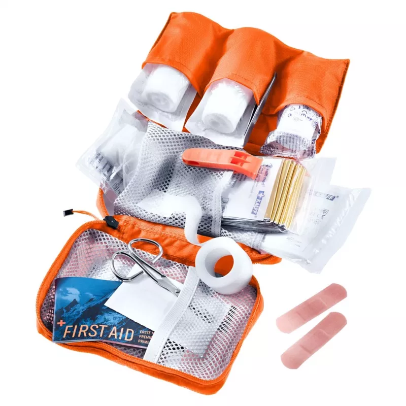 Ceļojumu pirmās palīdzības komplekts DEUTER First Aid Kit — kompakts rāvējslēdzēja maciņš 180×60×120 mm, oranžs