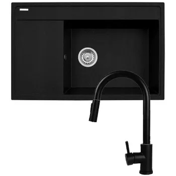 Komplekts - Izlietne PYRAMIS CAMEA (79x50) 1B 1D R + Jaucējkrāns IDEA Black Edition - 070168502BE - Volcano