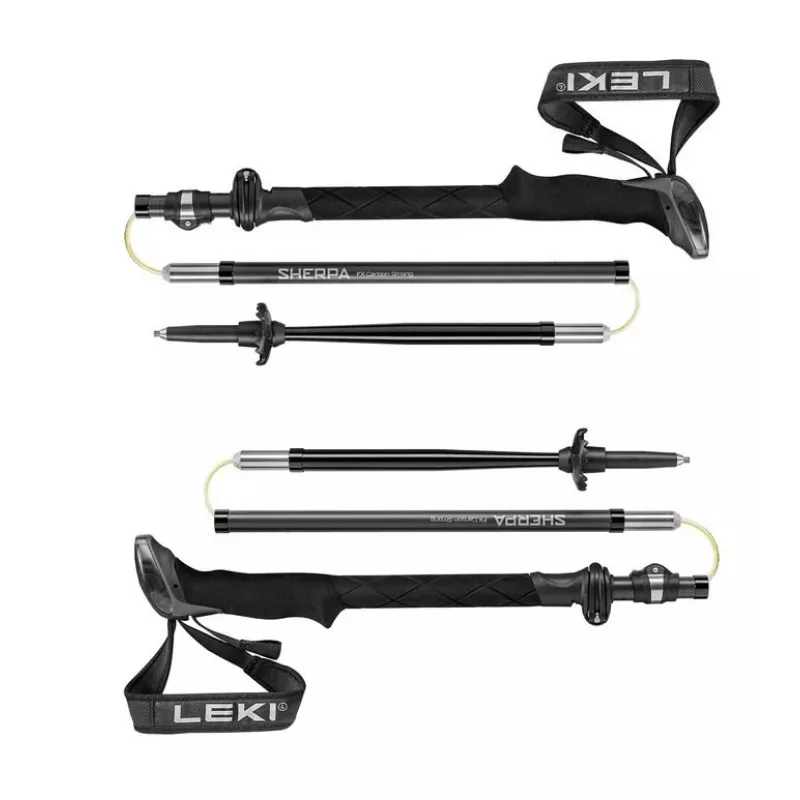 Trekking nūjas Leki Sherpa FX regulējamas 120–140 cm, melnas