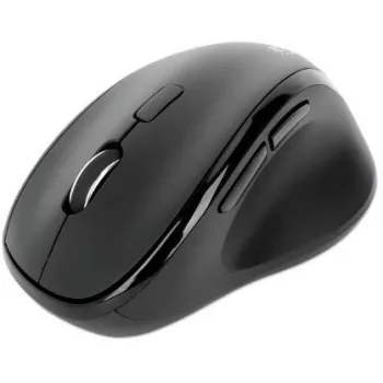 Manhattan Ergonomic Wireless pele, Right Handed, Adjustable 800/1200/1600dpi, 2.4Ghz (up to 10m), Six Button with Scroll Wheel, Combo USB=A and USB-C receiver, Melns, AA baterija (included), Three Year Warranty