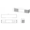 TV skapis Cama Meble LARA 183x35x37 cm melns matēts ar iebūvētu elektrisko kamīnu