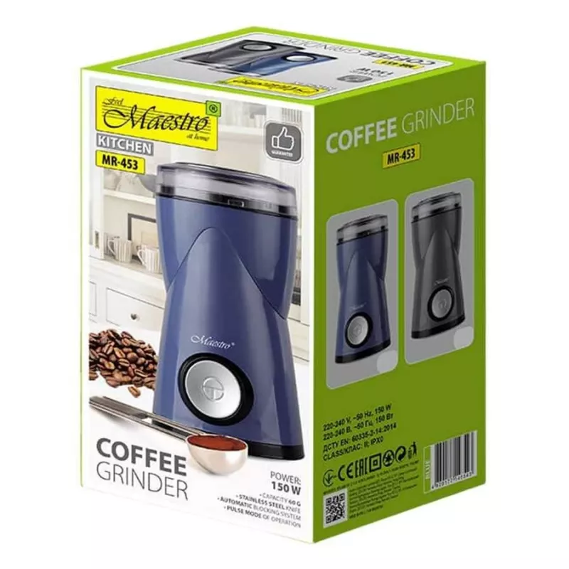Feel-Maestro MR-453-Zils kafijas dzirnaviņas ar asmeņiem 150 W