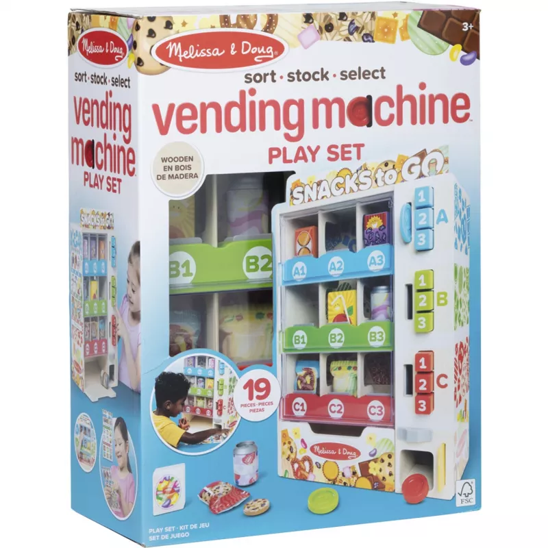 Melissa & Doug - Pārdošanas automāta rotaļu komplekts no koka, veikaliņš