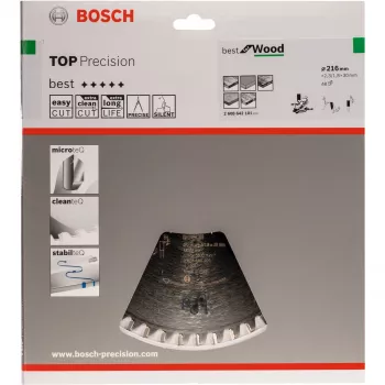 Labākais ripzāģa asmens kokam, Ø 216mm, 48Z (urbums 30mm, paredzēts kapāšanas un leņķa zāģiem)
