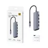 USB-C centrmezgls Cudy UH500 — USB 3.2 Gen 1 Type-C resursdators, 6 porti ar USB 3.2 Gen 1 Type-A un HDMI, 5000 Mbit/s, pelēks/sudrabains