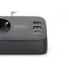 Strāvas sadalītājs DIGITUS 3-vietīgs ar 2×USB-A & 1×USB-C, 3 maiņstrāvas kontaktligzdām Tips E/F, 1,5 m kabelis, melns
