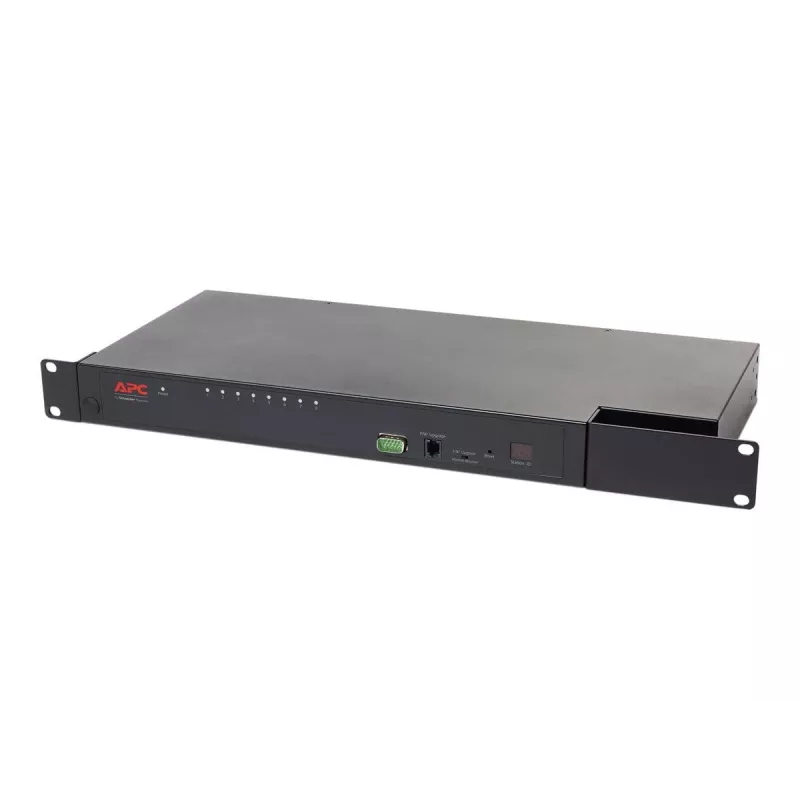 KVM slēdzis APC KVM0108A, 8 pieslēgvietu PS/2 VGA, 1U statne, 1600x1200, melna