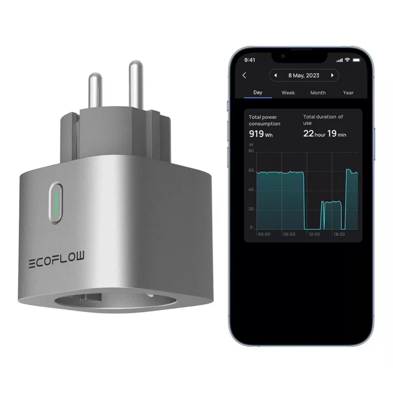 EcoFlow EFA-SMARTPLUG-EU-4P viedkontaktligzda iekštelpām, sudraba krāsā