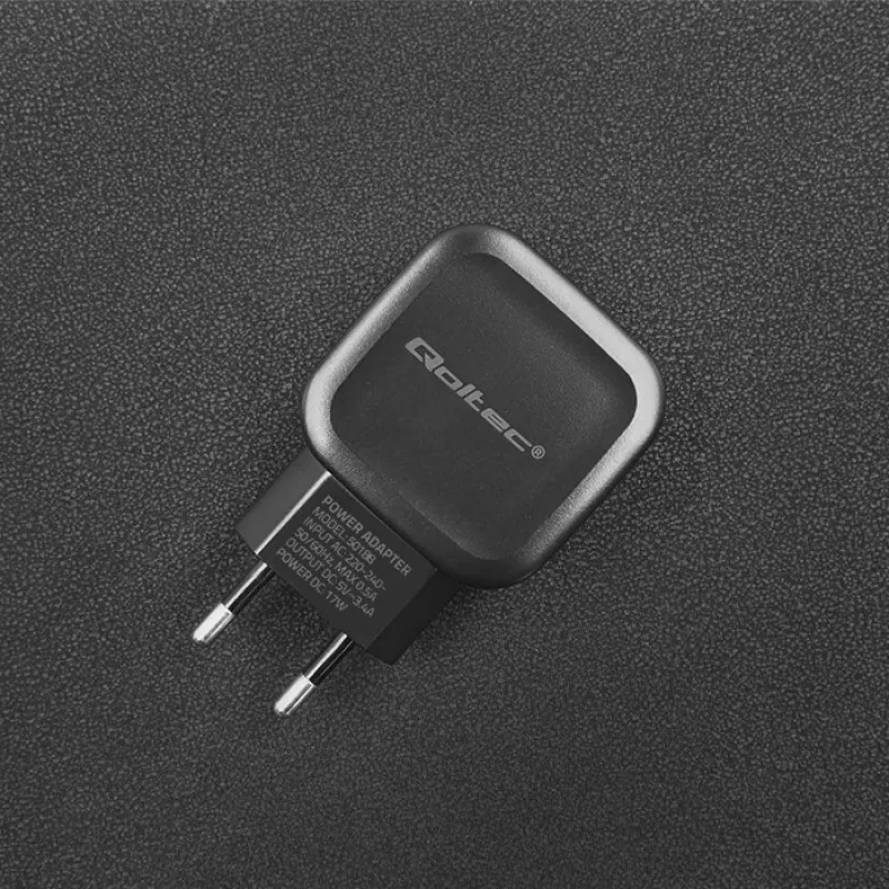 Qoltec 50188 mobilās ierīces lādētājs Klēpjdators, Viedtālrunis, Viedpulkstenis, Planšete, Telefons, Universāls Melns AC, DC Iekštelpām