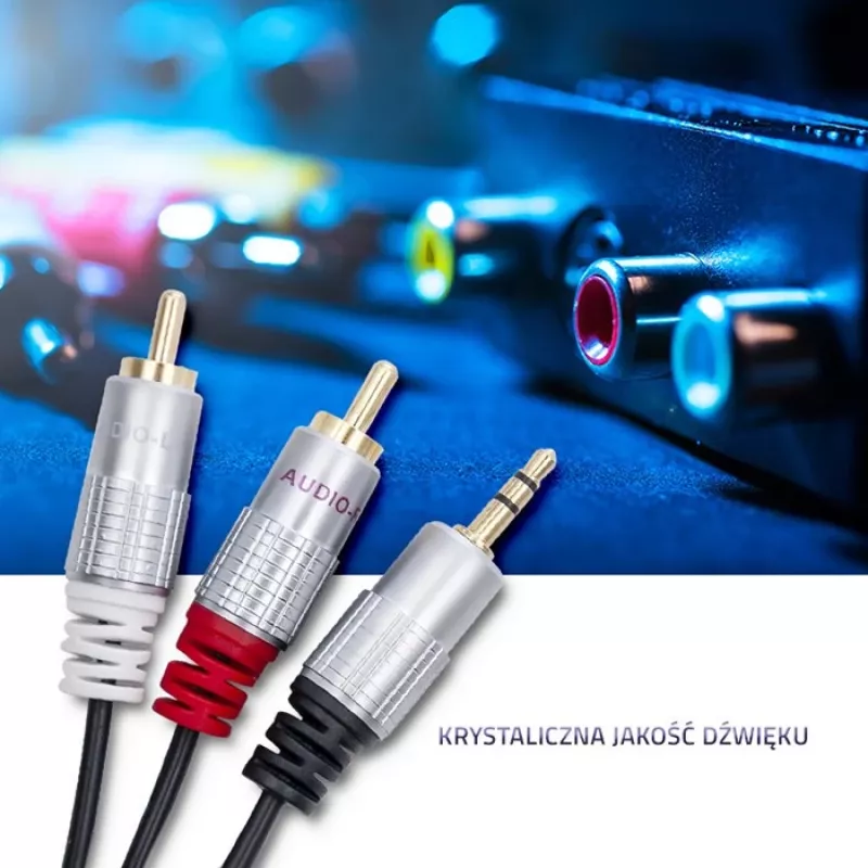 Audio kabelis Qoltec 52339 1m 2xRCA 3.5mm Melns