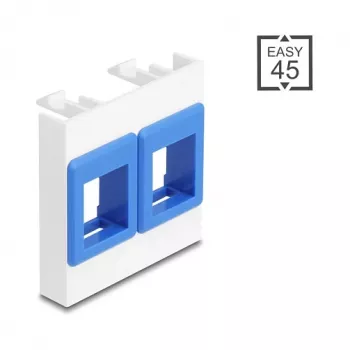 Iespraužamā rāmja piederums DELOCK 81557 — plastmasas keystone moduļa rāmis, 45×45×17,5 mm, zils/baltss