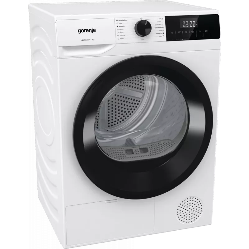 Gorenje veļas žāvētājs | D2HNE7E | Energoefektivitātes klase E | Priekšpuses ielāde | 7 kg | Siltumsūknis | LED | Dziļums 51 cm | Balts