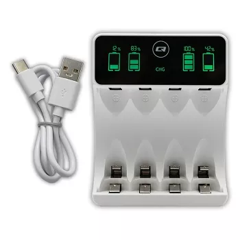 Bateriju lādētājs QOLTEC 50848 NiMH AAA (R03) un AA (R6) elementiem ar LCD displeju