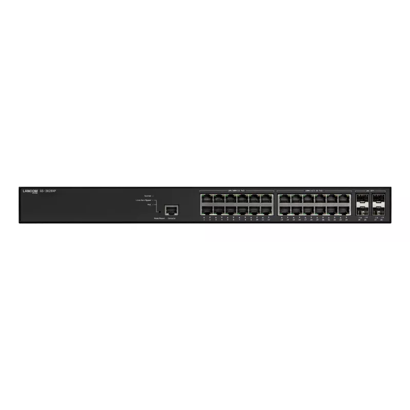 Pārvaldāms komutators LANCOM GS-3628XP, 24 × 2,5G RJ-45 porti, PoE, L2/L3, 1U statīvā montējams