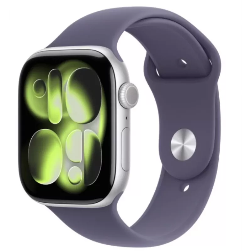 Apple Watch Series 11 GPS + Cellular 42mm sudraba alumīnija korpuss ar Purple Fog Sport siksniņu - M/L
