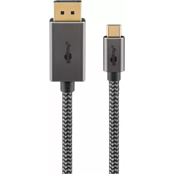 Goobay USB-C–DisplayPort pītais kabelis 4K @ 60 Hz 3 m melns Sudraba - -Spraudnis (75709)