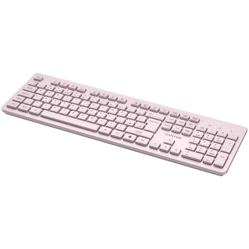 Bezvadu tastatūra CANYON HKB-W01 — UK/US izkārtojums, bēša, darbināma ar AAA baterijām