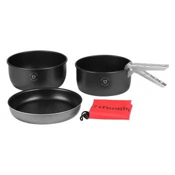 Pārgājienu trauku komplekts Trangia Tundra l Lightweight Compact — plītiņa, 20 cm panna, 1,75 L katls, 1,5 L kastrolis, 489 g